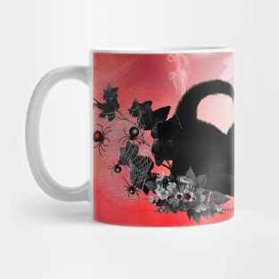 Cute playing cat and crow Mug